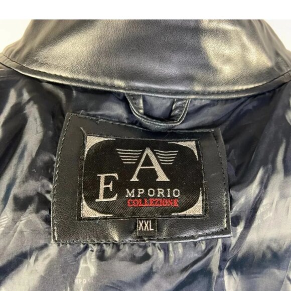 Emporio Collezioni Faux Leather Motorcycle Jacket Black XXL - Picture 8 of 8